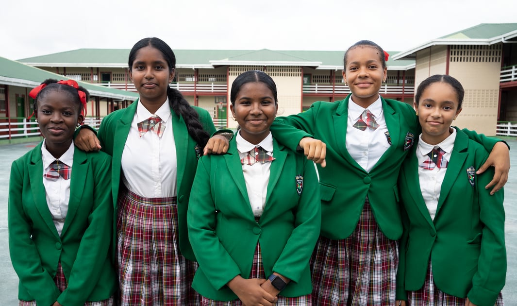 Secondary students standing in unity and respect for each other